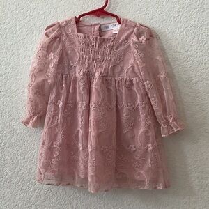 Zara Pink Lace Baby Dress Size 12-18 Months